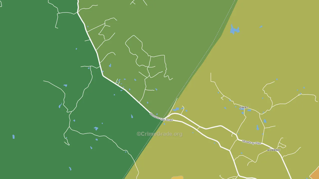 Mowbray, TN Map of Vehicle Theft Rates
