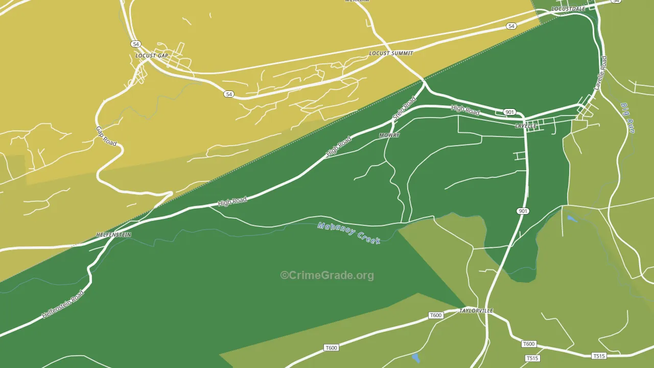Mowry, PA Map of Vehicle Theft Rates