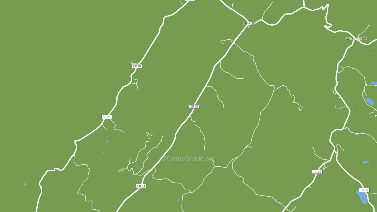 Moyers, WV Map of Vehicle Theft Rates