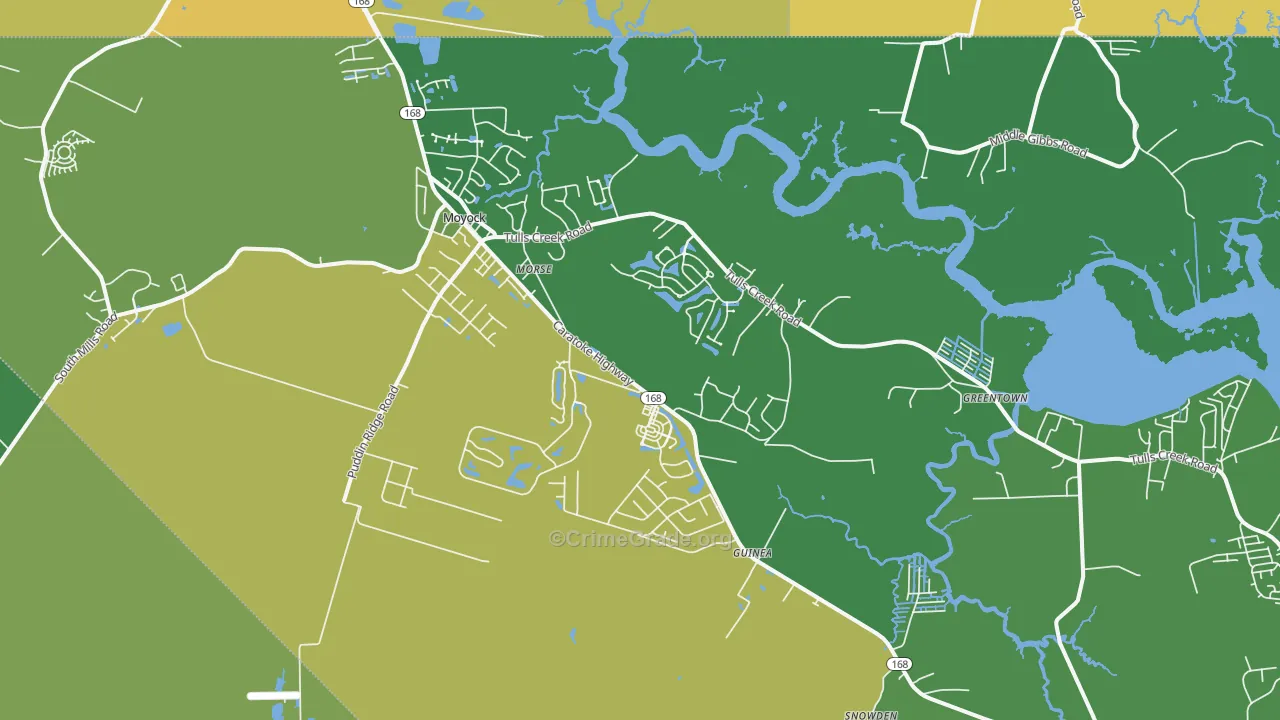 Moyock, NC Map of Vehicle Theft Rates