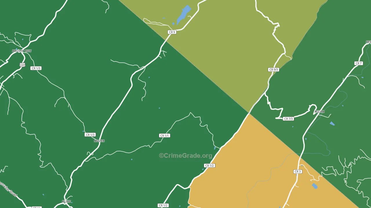Mozer, WV Map of Vehicle Theft Rates