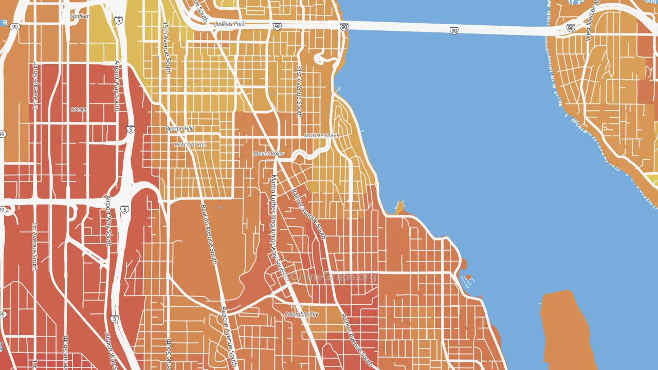 Mt. Baker, Seattle, WA Map of Vehicle Theft Rates