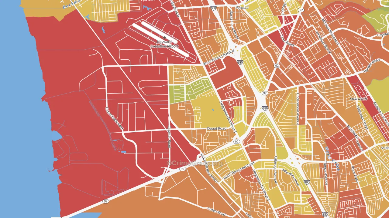 Mt Eden, Hayward, CA Map of Vehicle Theft Rates