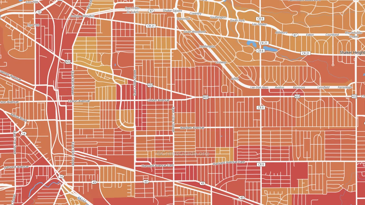 Mt Pleasant, Cleveland, OH Map of Vehicle Theft Rates