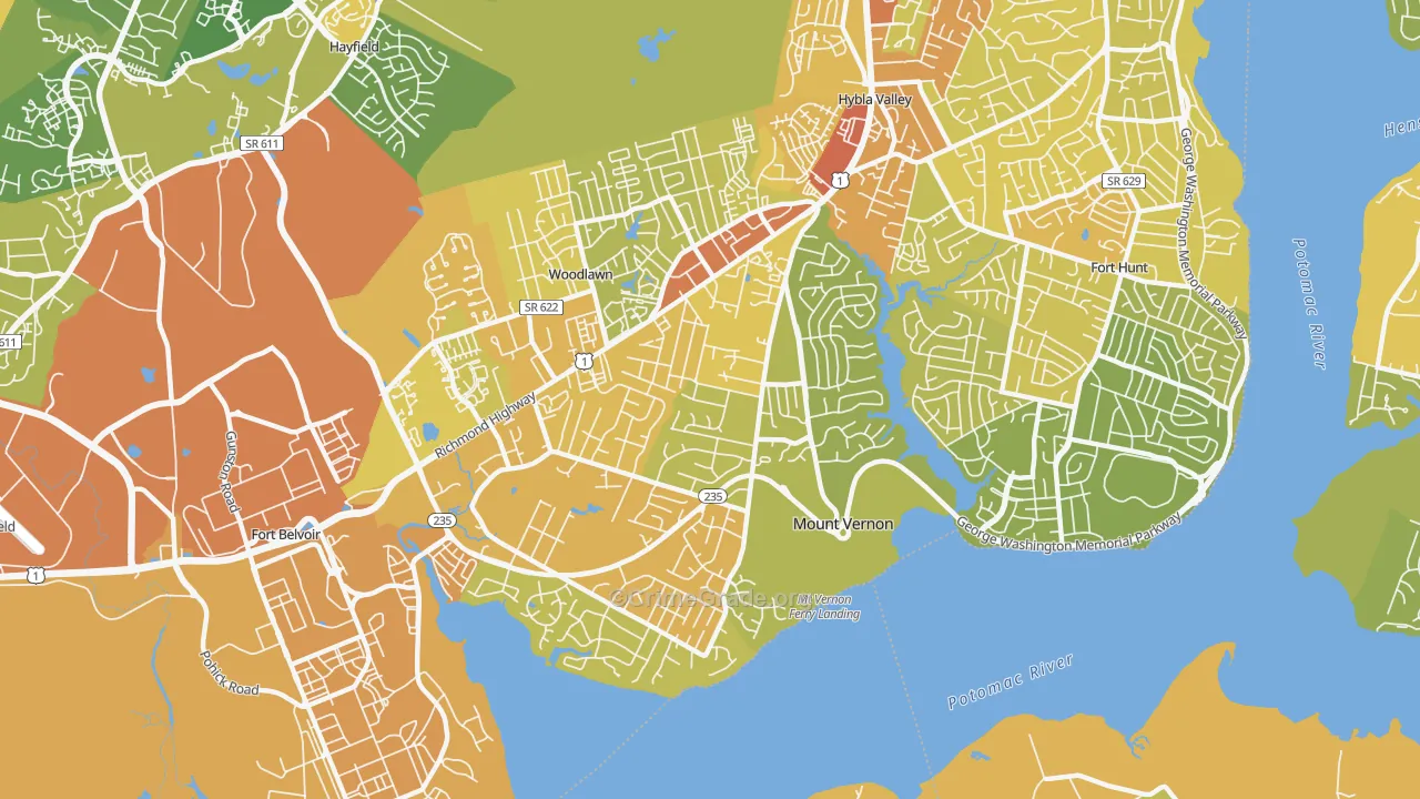 Mt Vernon, Mount Vernon, VA Map of Vehicle Theft Rates