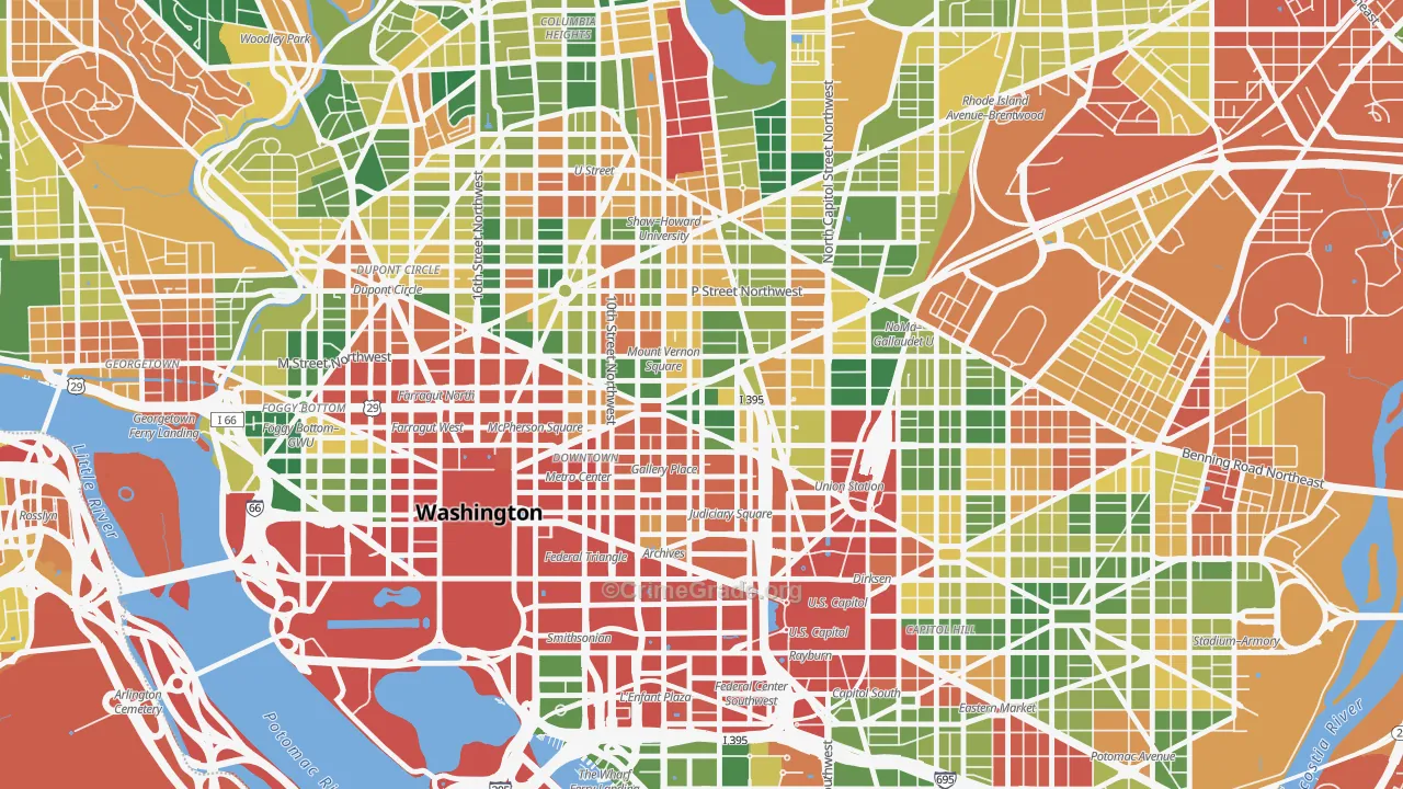 Mt Vernon Square, Washington, DC Map of Vehicle Theft Rates