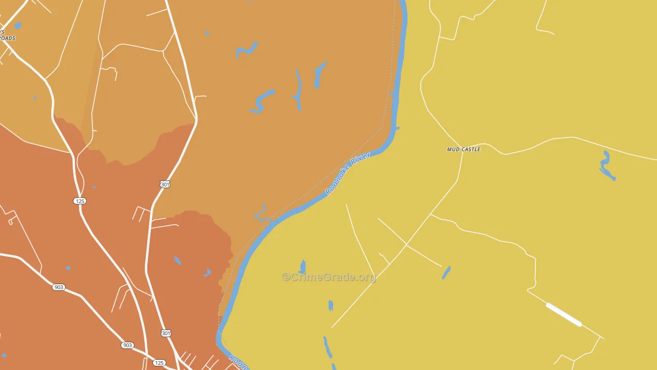 Mud Castle, NC Map of Vehicle Theft Rates