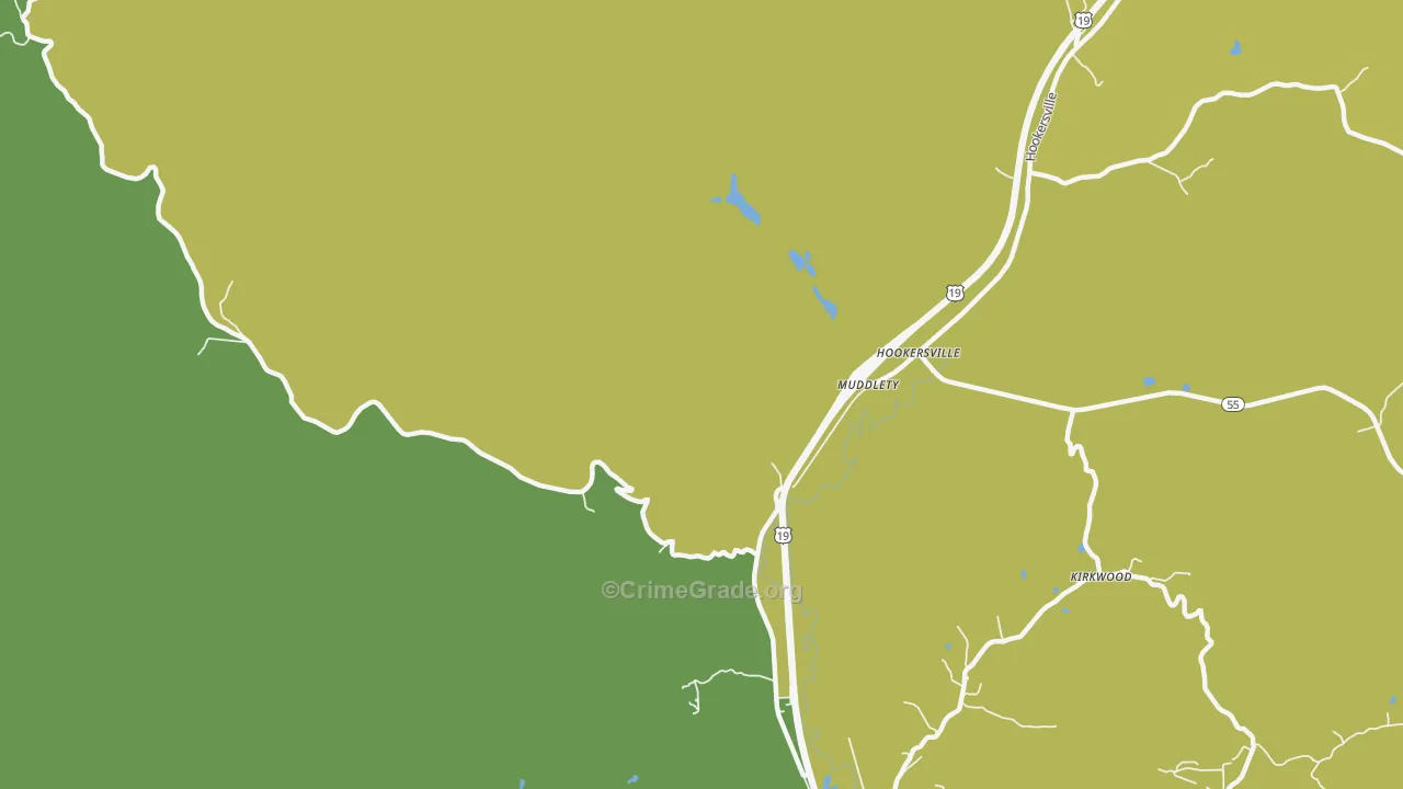 Muddlety, WV Map of Vehicle Theft Rates