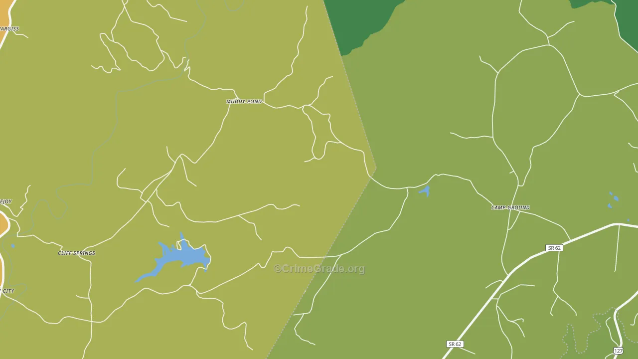 Muddy Pond, TN Map of Vehicle Theft Rates