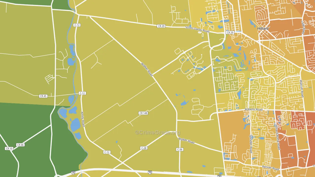 Mudsock, OH Map of Vehicle Theft Rates