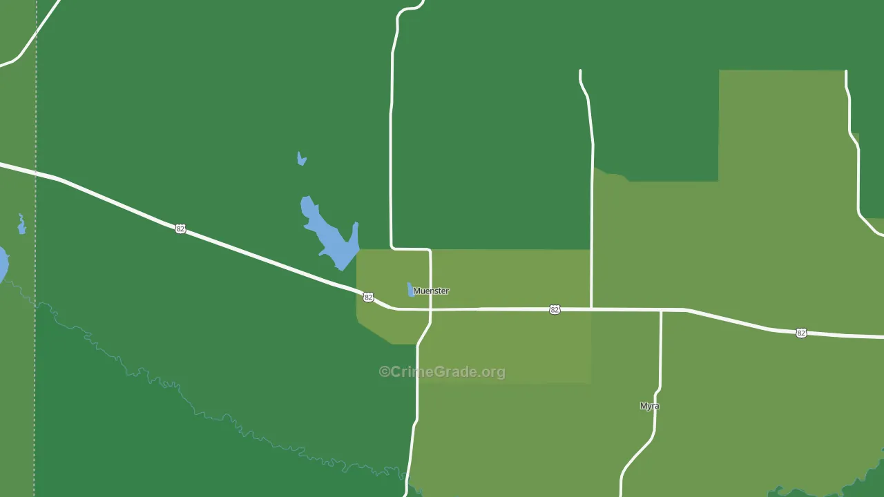 Muenster, TX Map of Vehicle Theft Rates