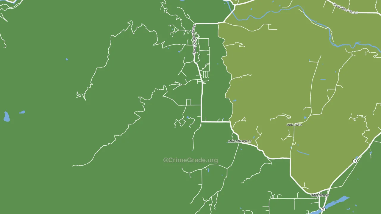 Mugginsville, CA Map of Vehicle Theft Rates