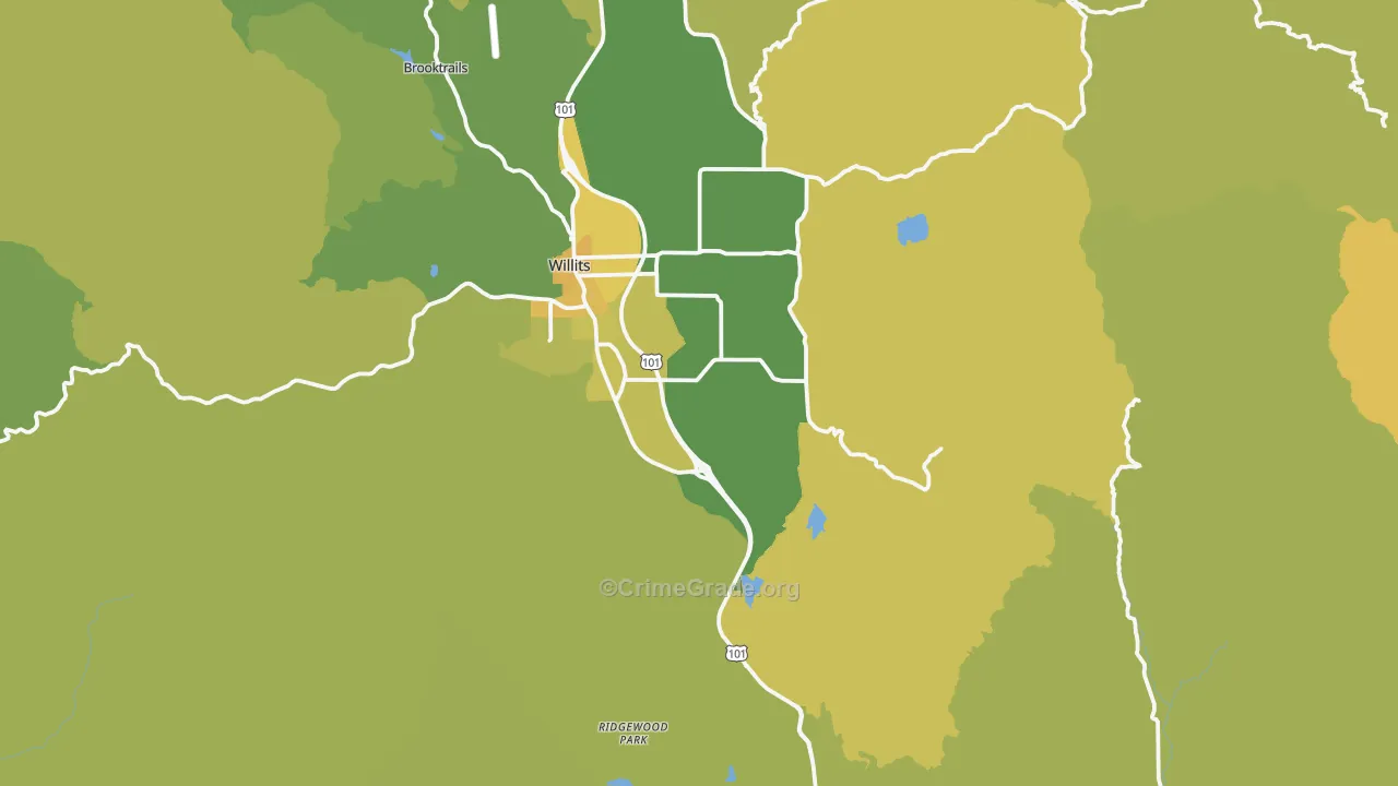 Muir, CA Map of Vehicle Theft Rates