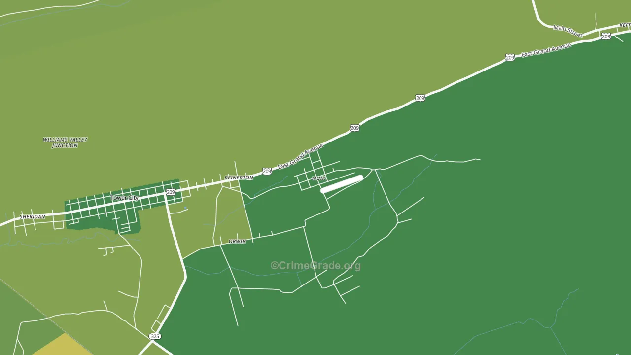 Muir, PA Map of Vehicle Theft Rates