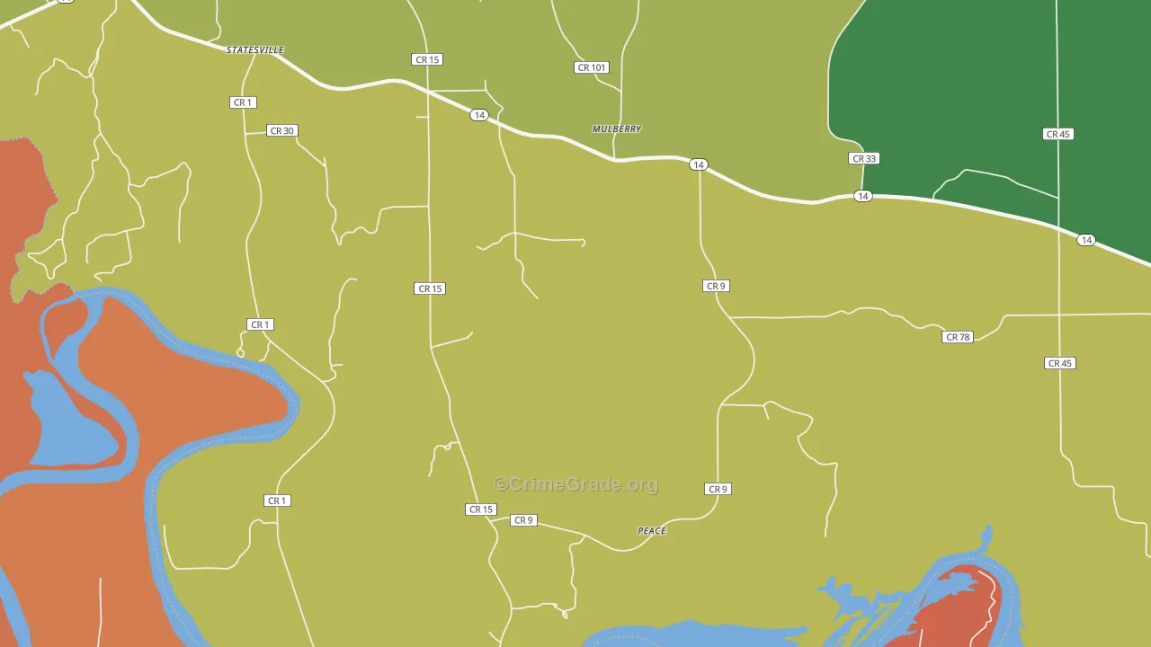 Mulberry, AL Map of Vehicle Theft Rates