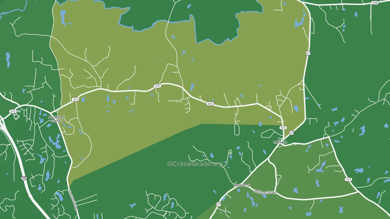 Mulberry Grove, GA Map of Vehicle Theft Rates