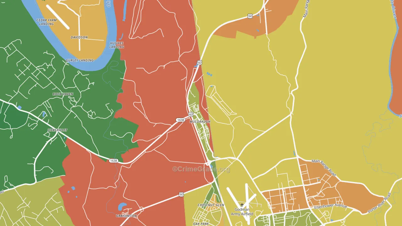 Muldraugh, KY Map of Vehicle Theft Rates