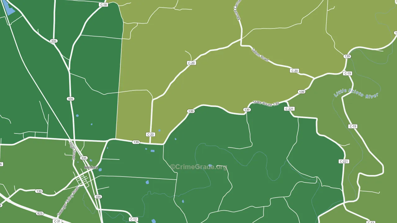Mule Town, OH Map of Vehicle Theft Rates