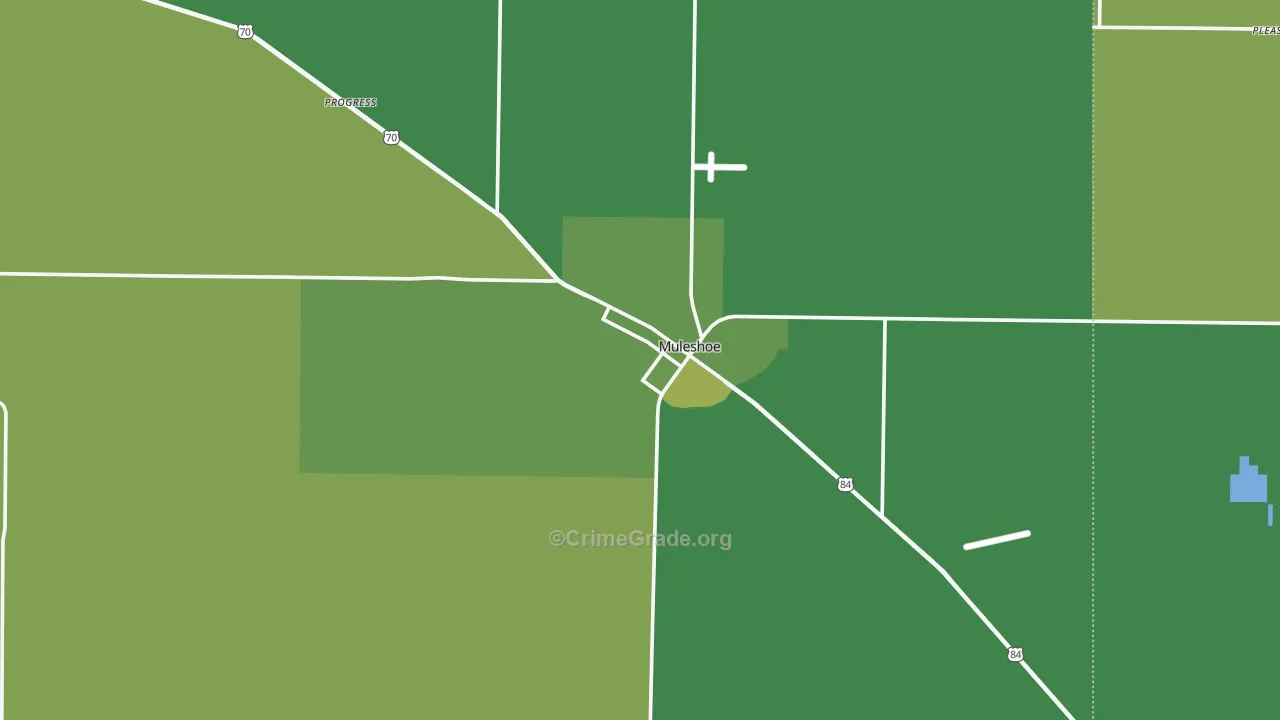 Muleshoe, TX Map of Vehicle Theft Rates