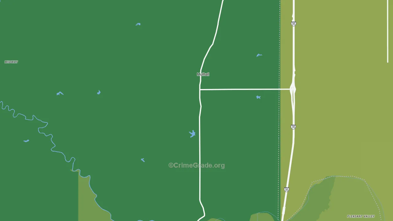 Mulhall, OK Map of Vehicle Theft Rates