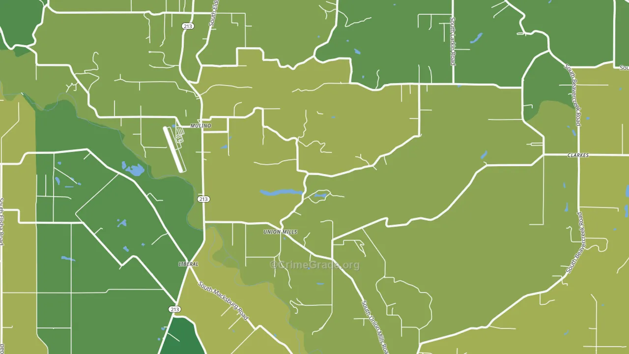 Mulino, OR Map of Vehicle Theft Rates