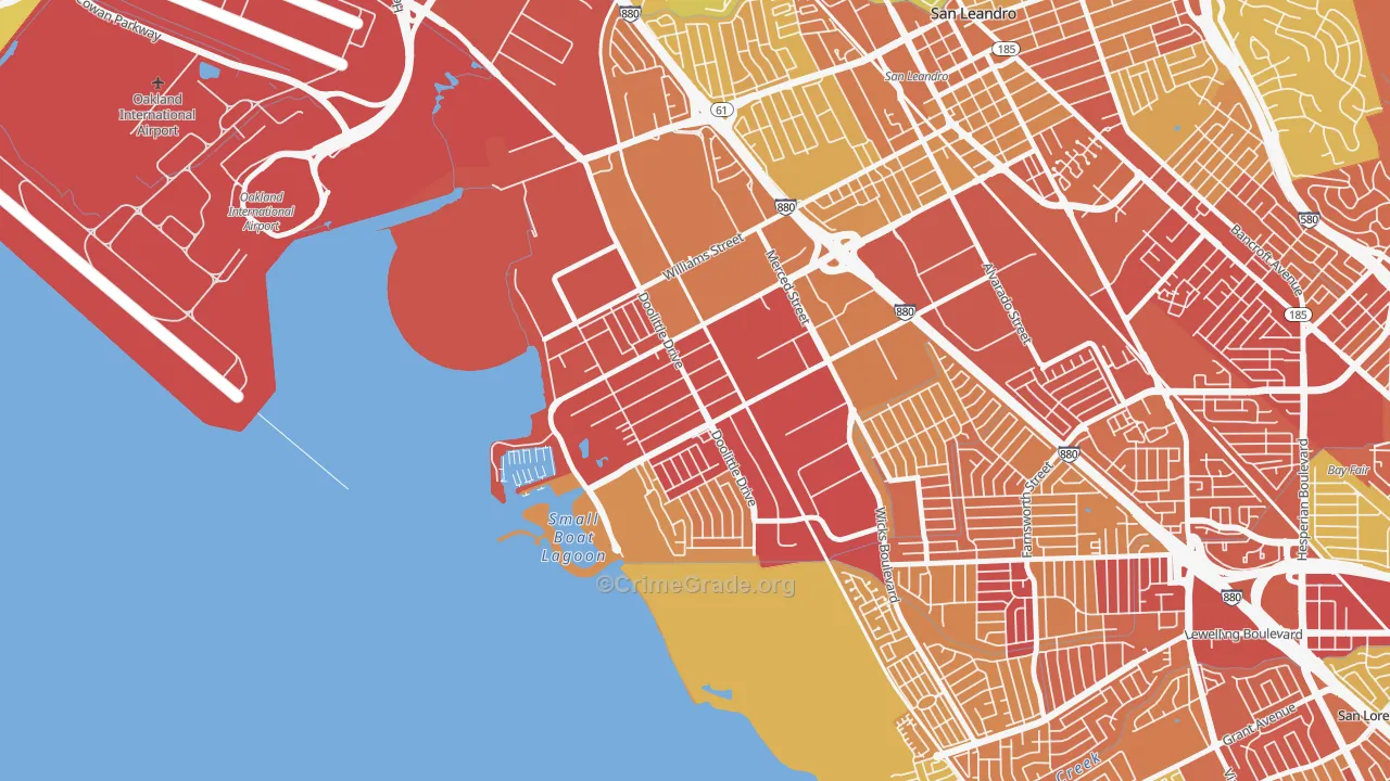 Mullford Gardens, San Leandro, CA Map of Vehicle Theft Rates