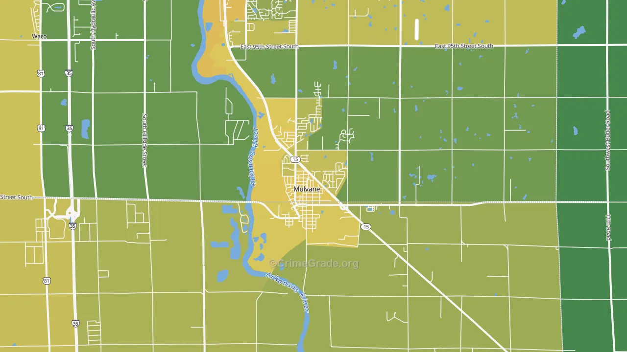 Mulvane, KS Map of Vehicle Theft Rates