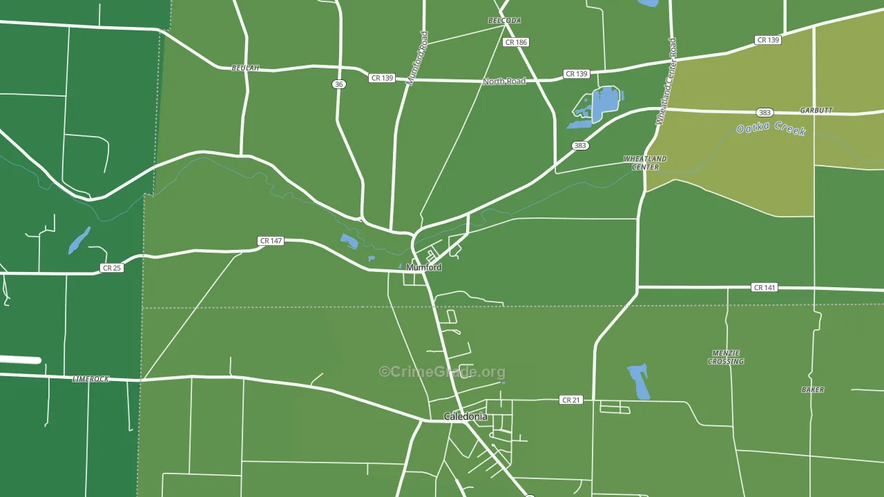 Mumford, NY Map of Vehicle Theft Rates