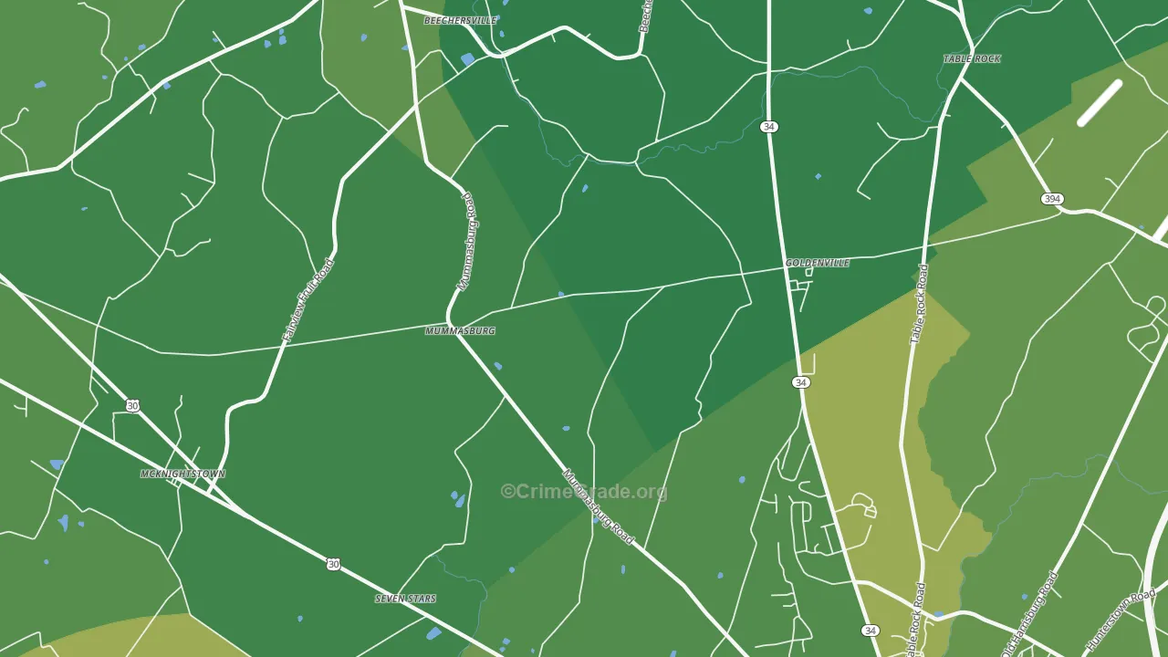 Mummasburg, PA Map of Vehicle Theft Rates