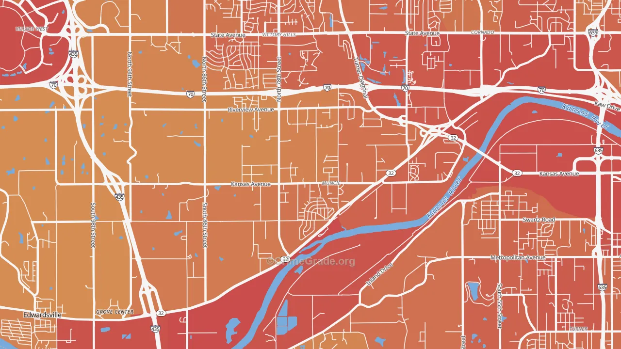 Muncie-Stony PT., Kansas City, KS Map of Vehicle Theft Rates