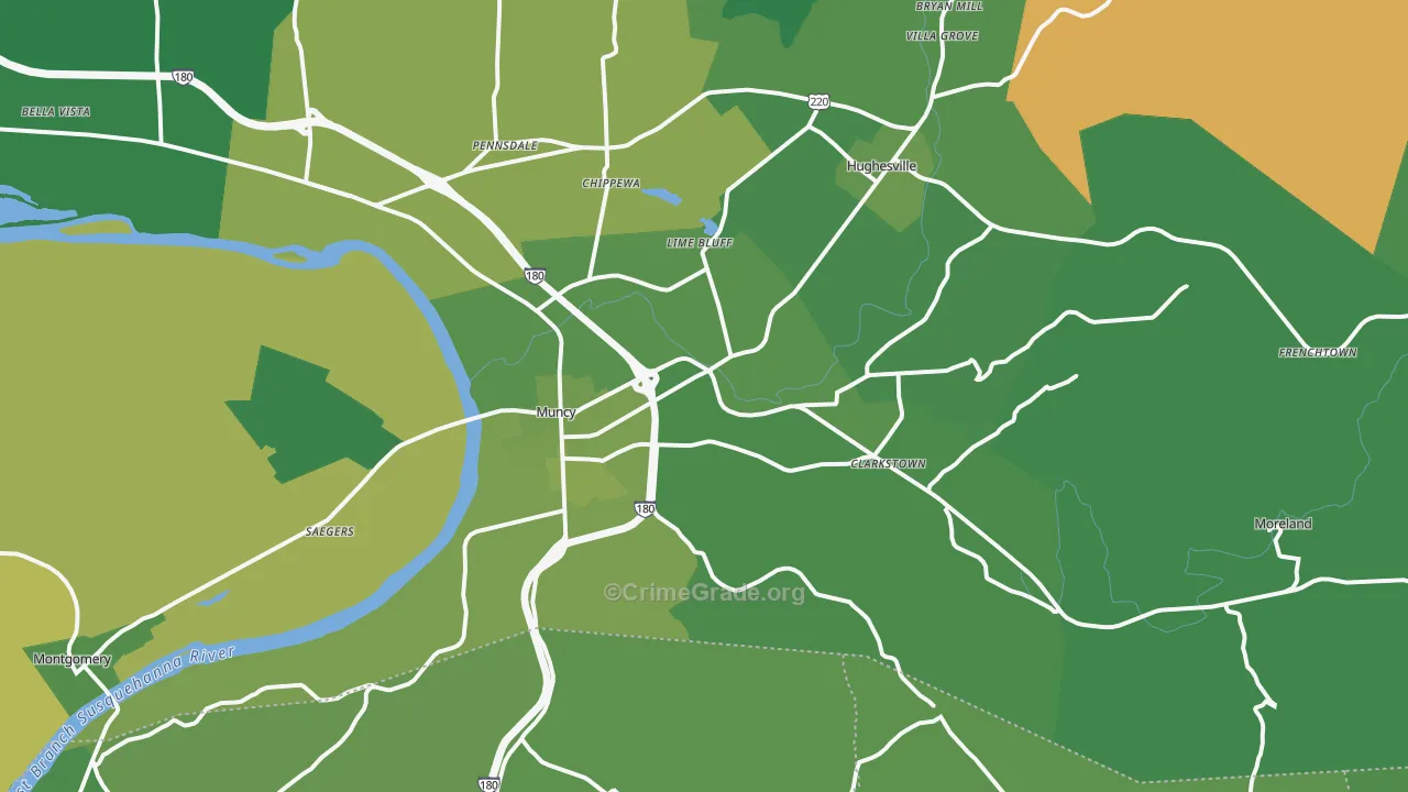 Muncy, PA Map of Vehicle Theft Rates
