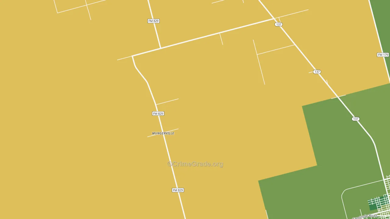 Mungerville, TX Map of Vehicle Theft Rates