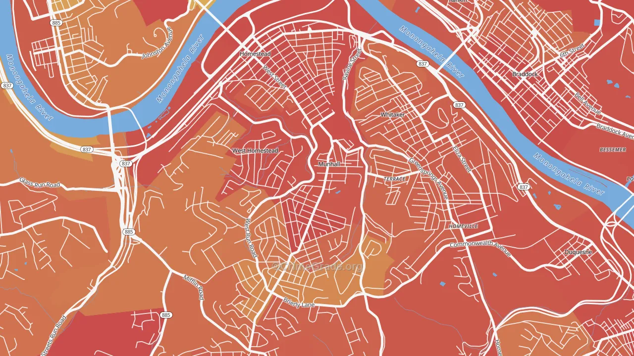 Munhall, PA Map of Vehicle Theft Rates