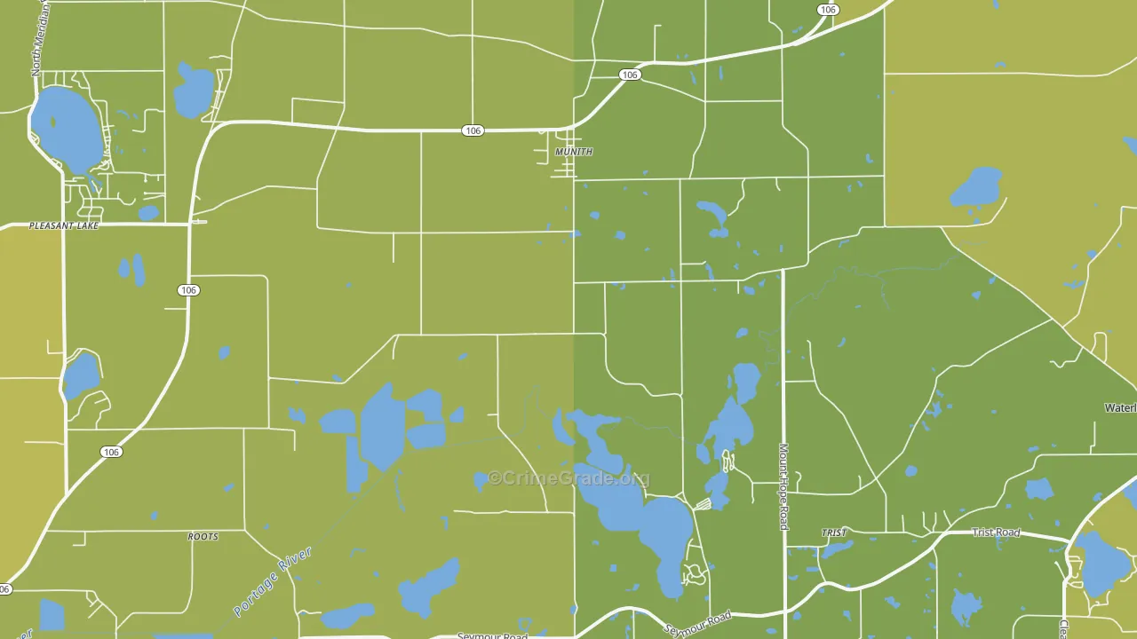 Munith, MI Map of Vehicle Theft Rates