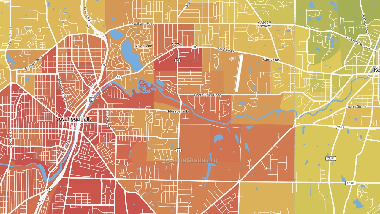 Munroe Falls, OH Map of Vehicle Theft Rates