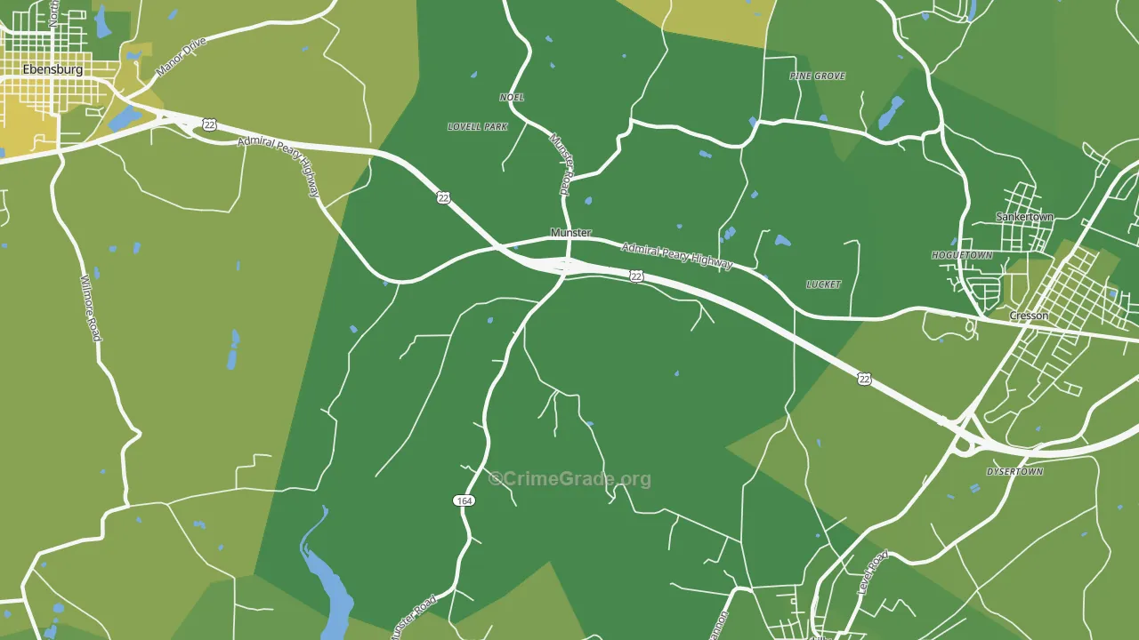 Munster, PA Map of Vehicle Theft Rates