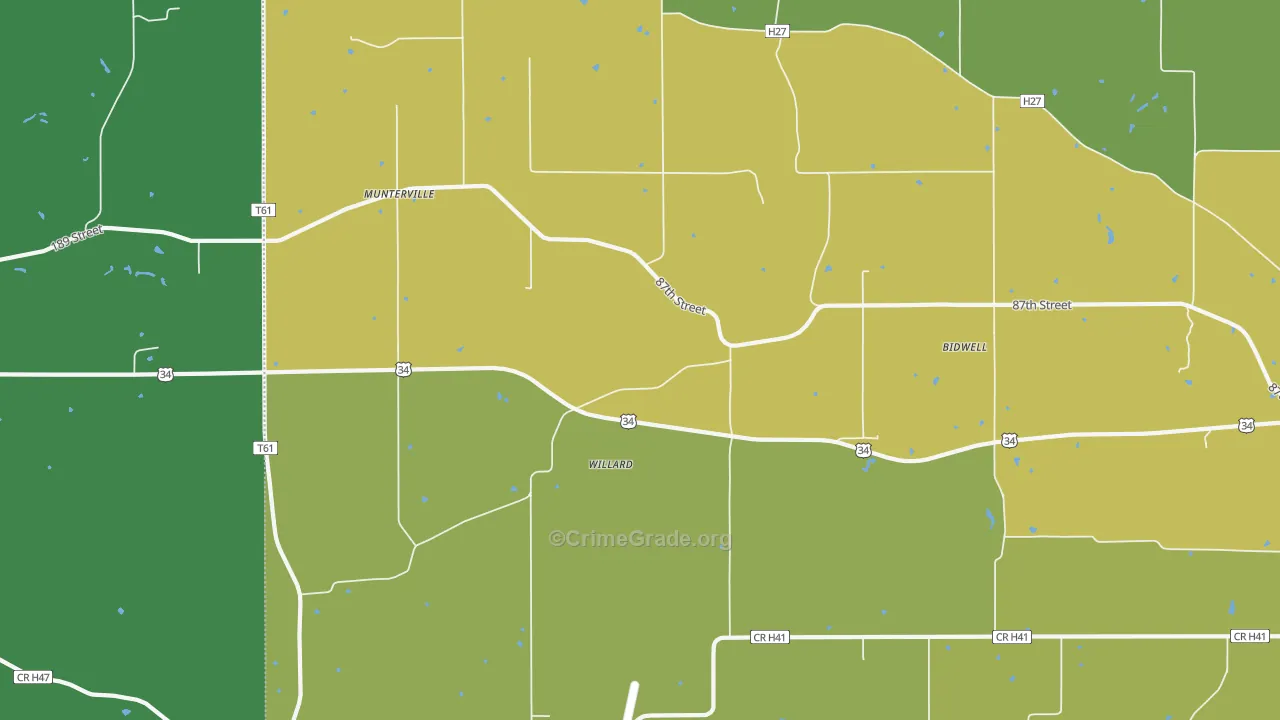 Munterville, IA Map of Vehicle Theft Rates