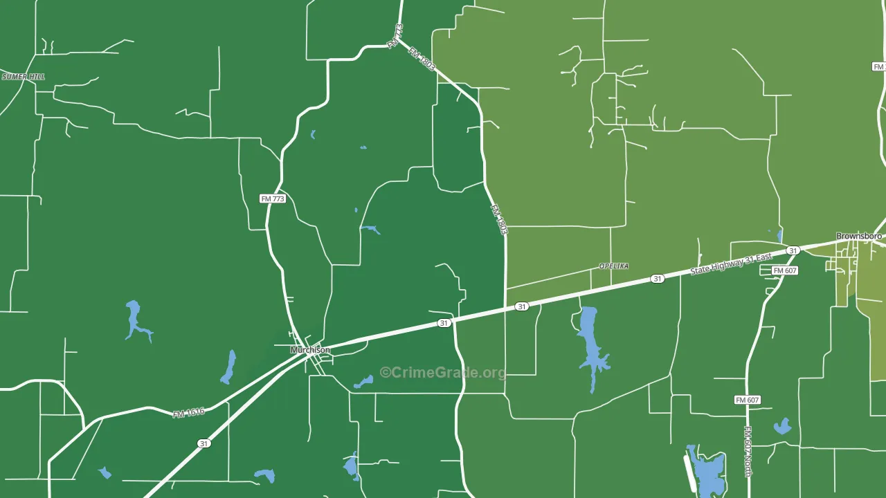 Murchison, TX Map of Vehicle Theft Rates