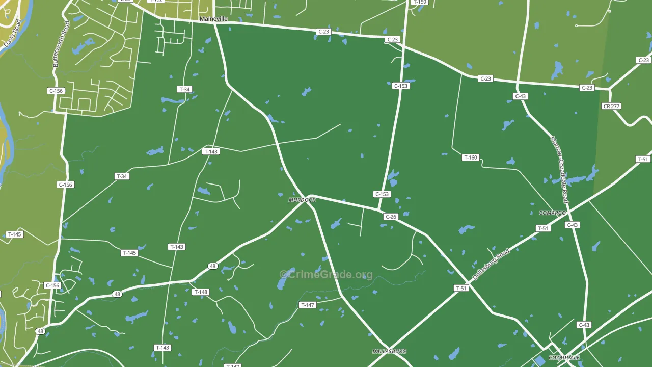 Murdock, OH Map of Vehicle Theft Rates