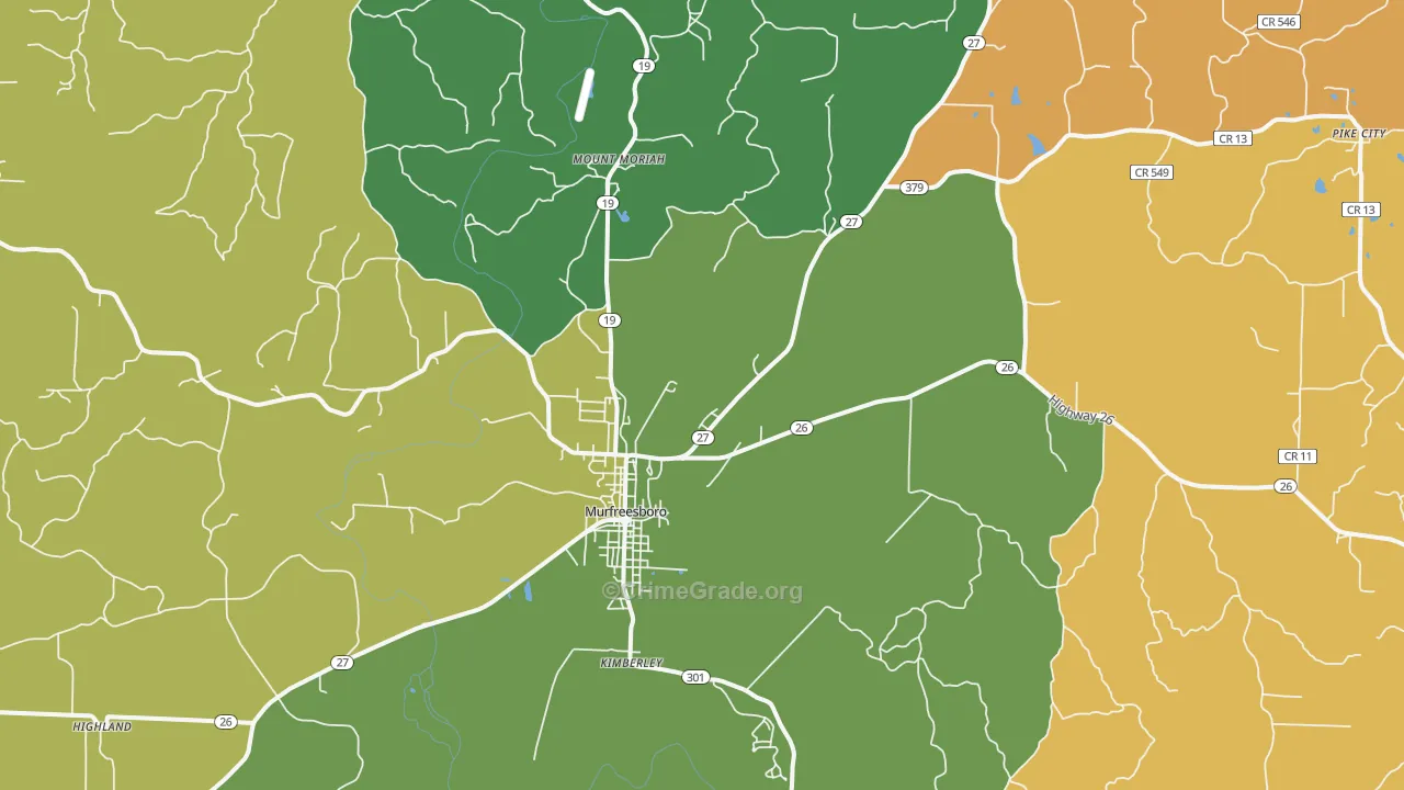 Murfreesboro, AR Map of Vehicle Theft Rates
