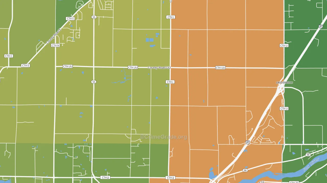 Murphy Corner, WI Map of Vehicle Theft Rates