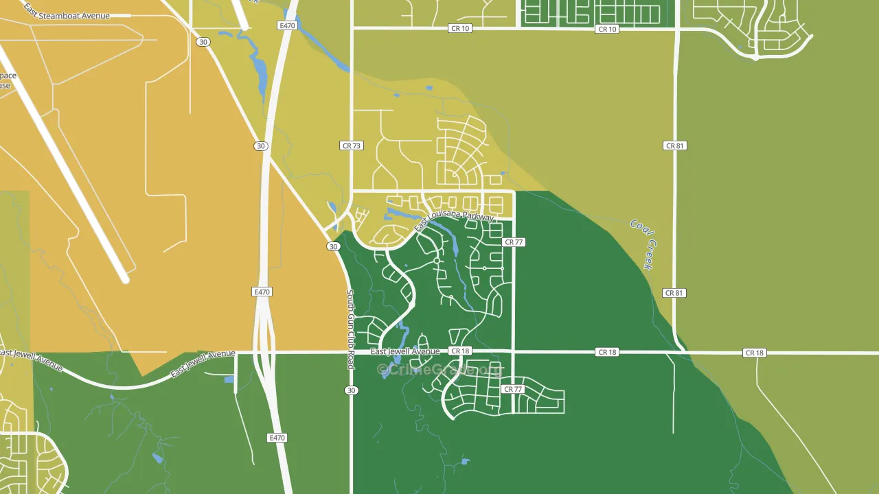 Murphy Creek, Aurora, CO Map of Vehicle Theft Rates
