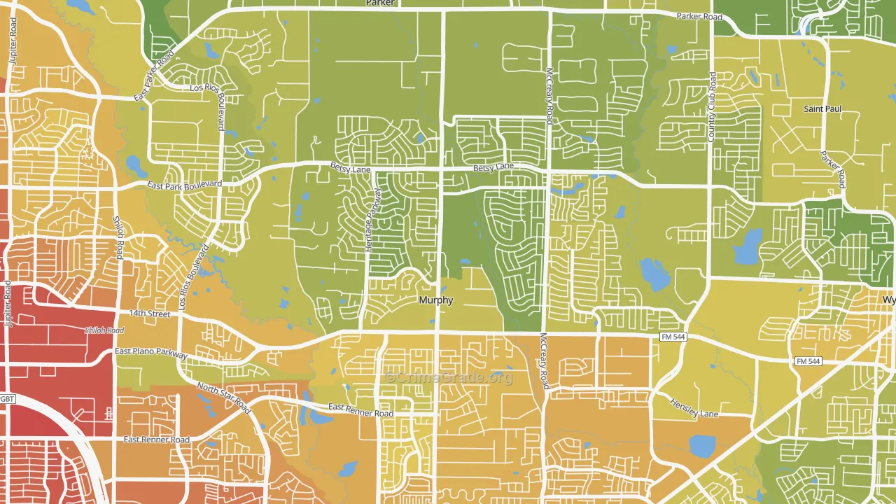 Murphy, TX Map of Vehicle Theft Rates