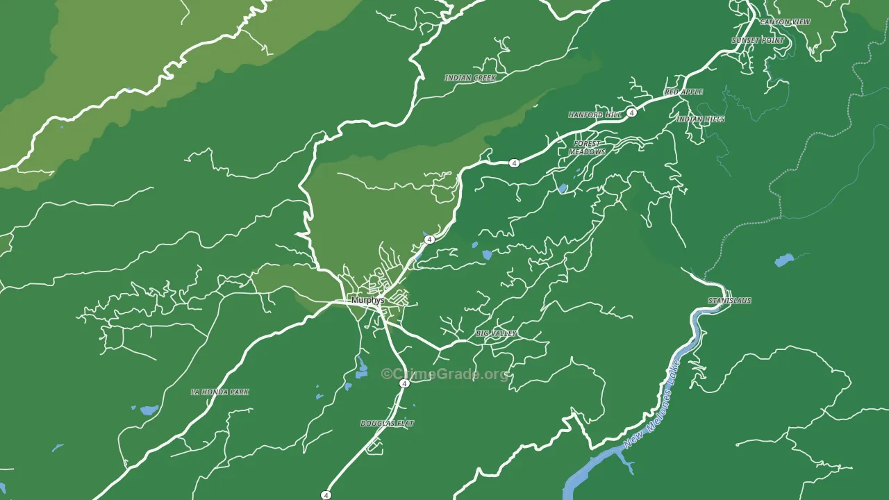 Murphys, CA Map of Vehicle Theft Rates