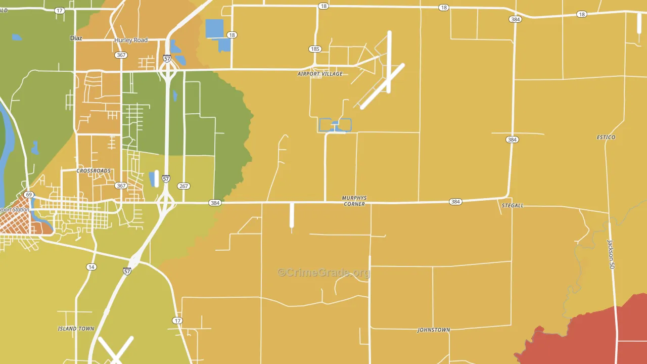 Murphys Corner, AR Map of Vehicle Theft Rates