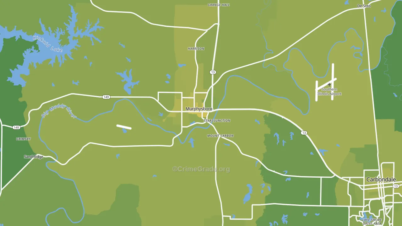 Murphysboro, IL Map of Vehicle Theft Rates