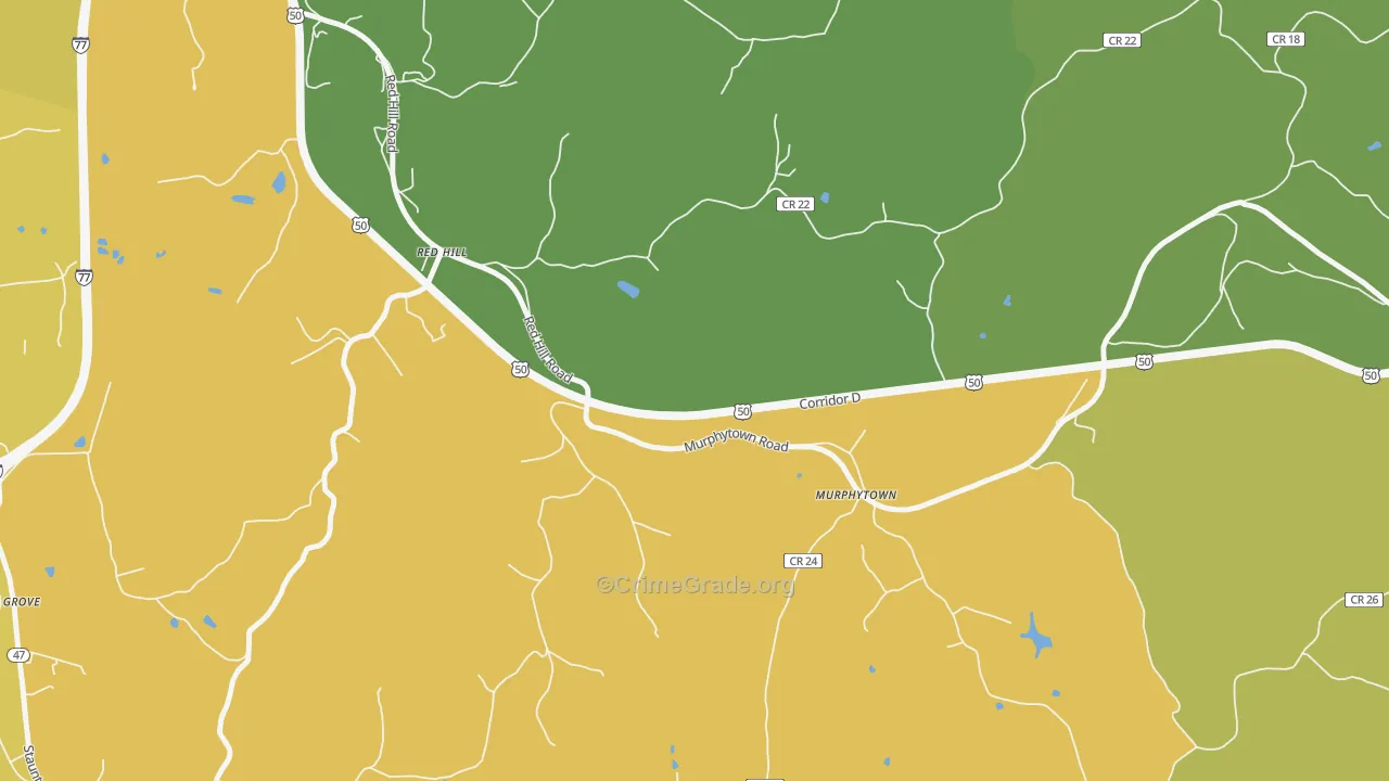 Murphytown, WV Map of Vehicle Theft Rates