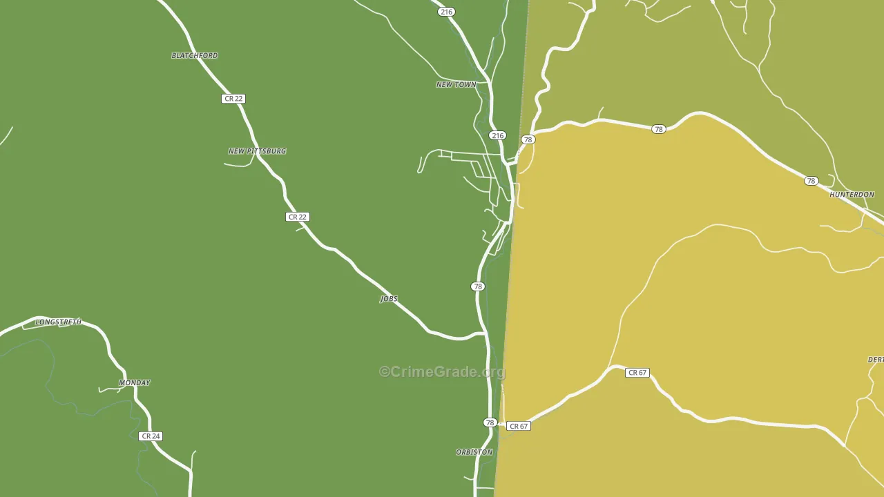 Murray City, OH Map of Vehicle Theft Rates