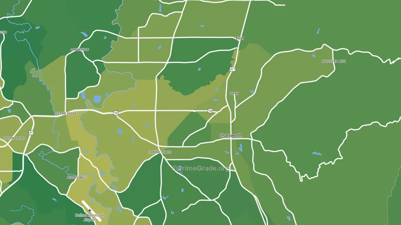 Murray County, GA Map of Vehicle Theft Rates