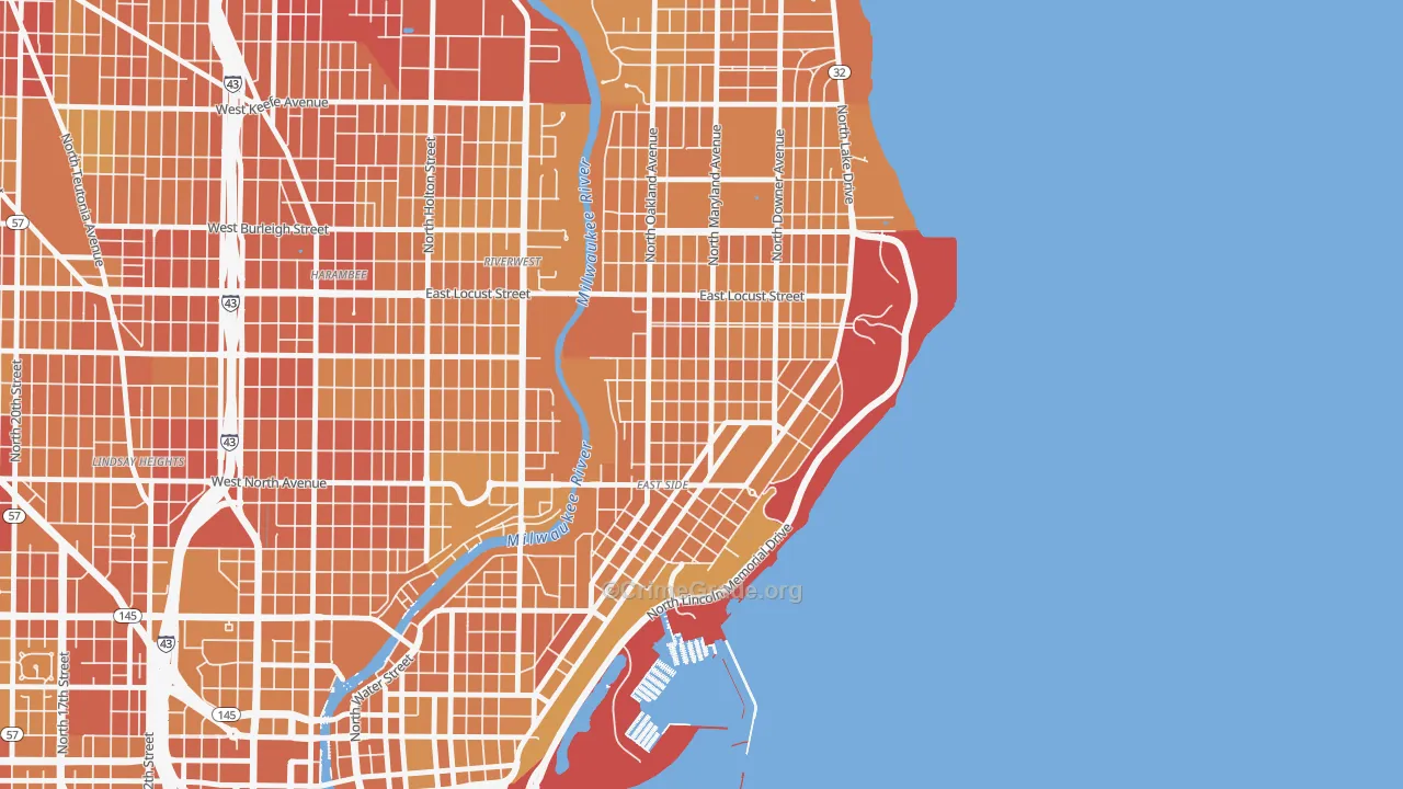 Murray Hill, Milwaukee, WI Map of Vehicle Theft Rates